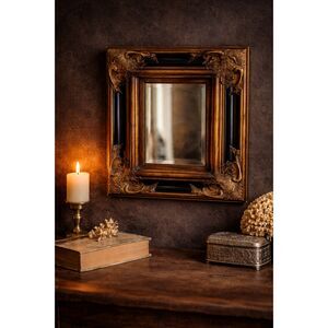 Vintage Ornate Gold Frame Mirror Decor – Baroque Style Distressed Antique Look